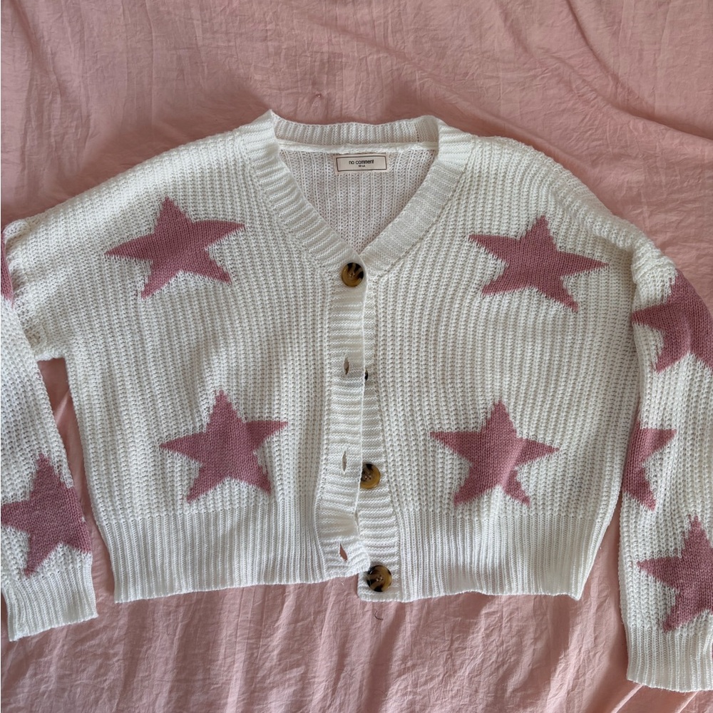 No Comment Pink Star Cardigan size S